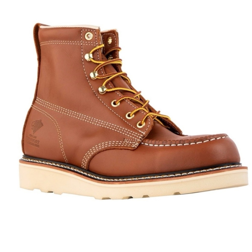 Herman Survivors Backhaul Mens 8M Tan Leather Moc Toe Work Boots MNHS44DM001